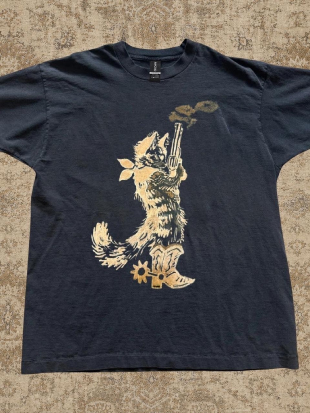 Men's Navy Graphic Tee with Tan Fox Design
